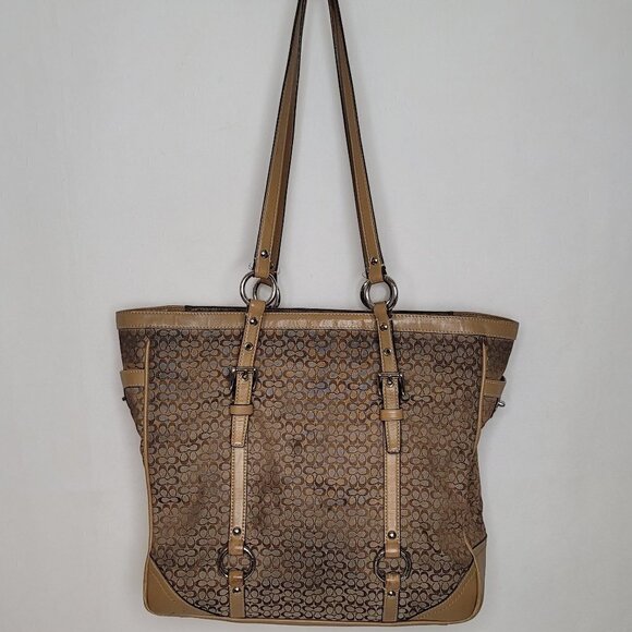 Coach Tan Khaki Mini-Signature Canvas Leather - Picture 4 of 11